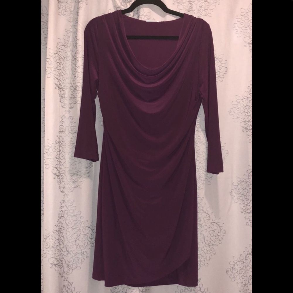 🔥Tahari Eggplant Purple Stretch Dress
